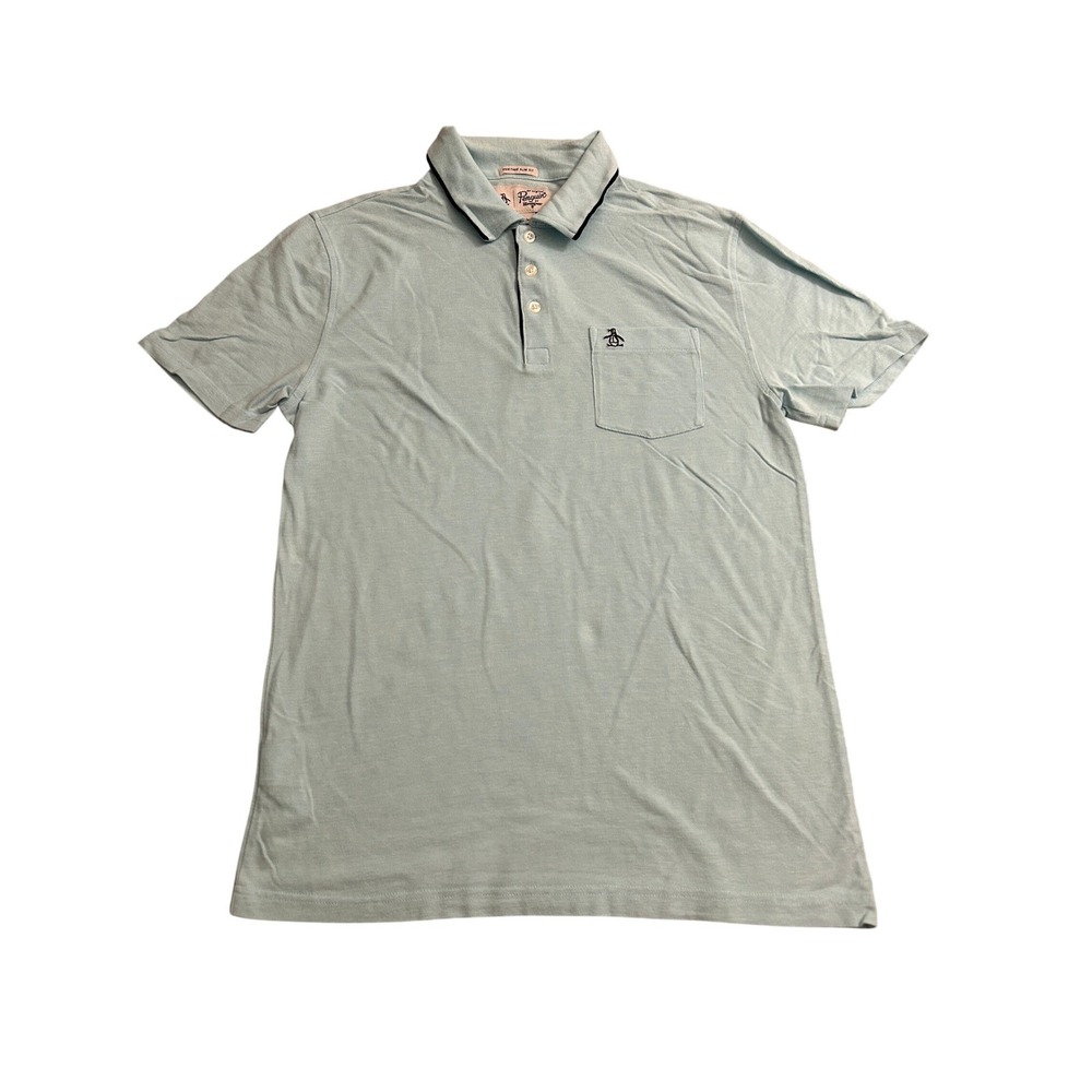 Original Penguin Polo Shirt Mens Medium Light Blue Excellent Heritage Slim Fit